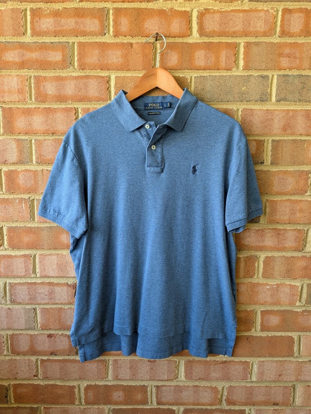 Polo Ralph Lauren Blue Pima Soft Touch Collared Polo Shirt Size L Short Sleeve
